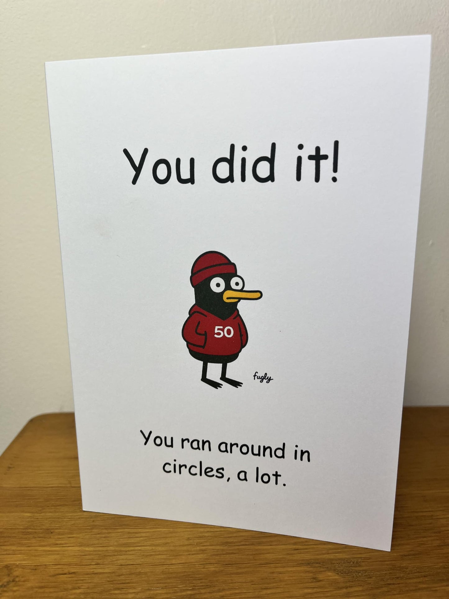 Running Milestone Congratulations Card, Funny Duck Design, 50 100 250 500 5K Achievement, Cheeky Running in Circles Theme