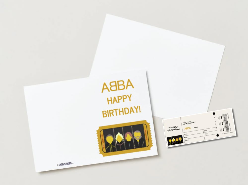 Abba Voyage Ticket Themed Birthday Card with Voyage Ticket Style Insert
