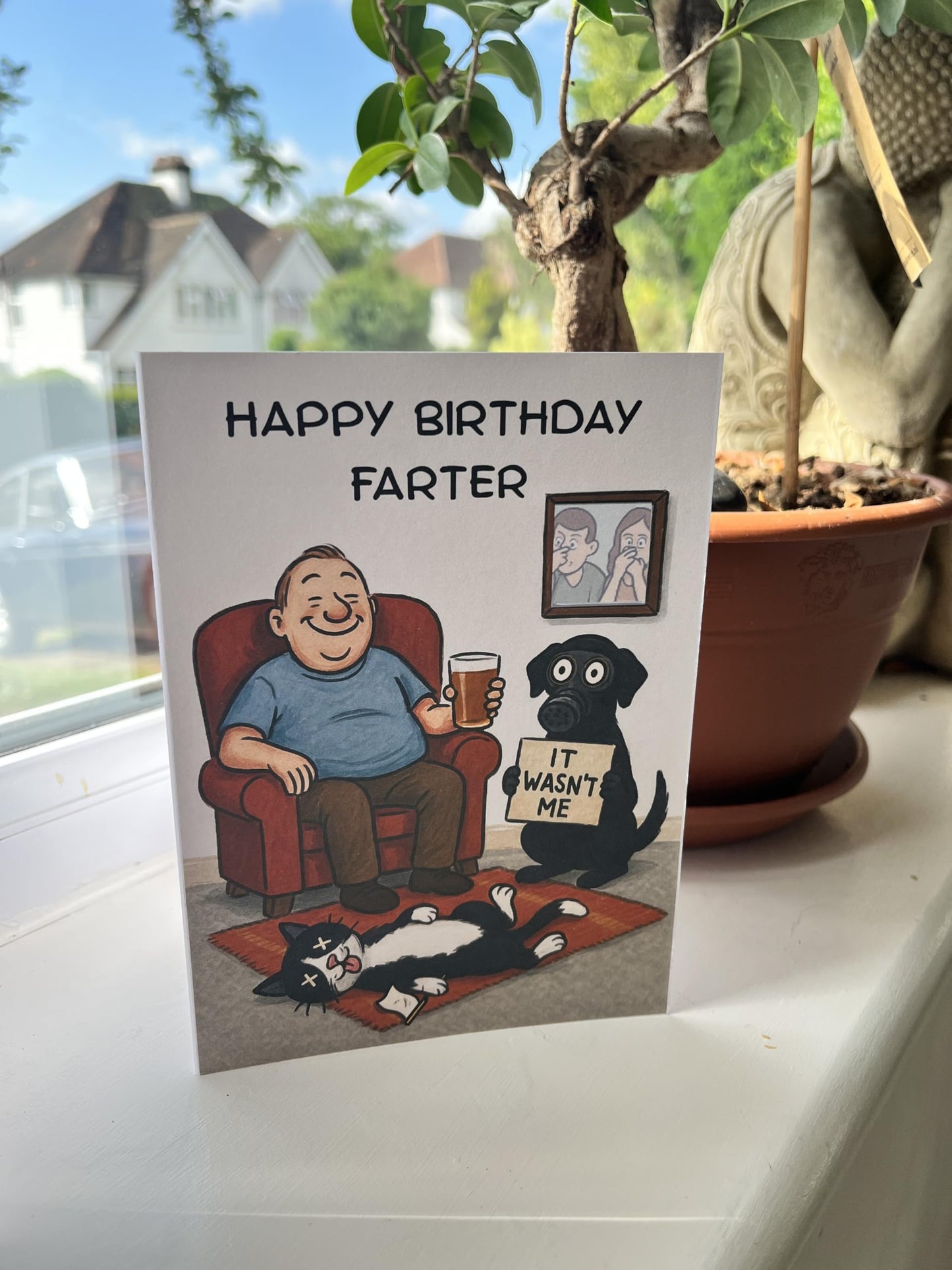 Farting Dad Birthday Card - Funny Fart Themed Birthday Card for Dad