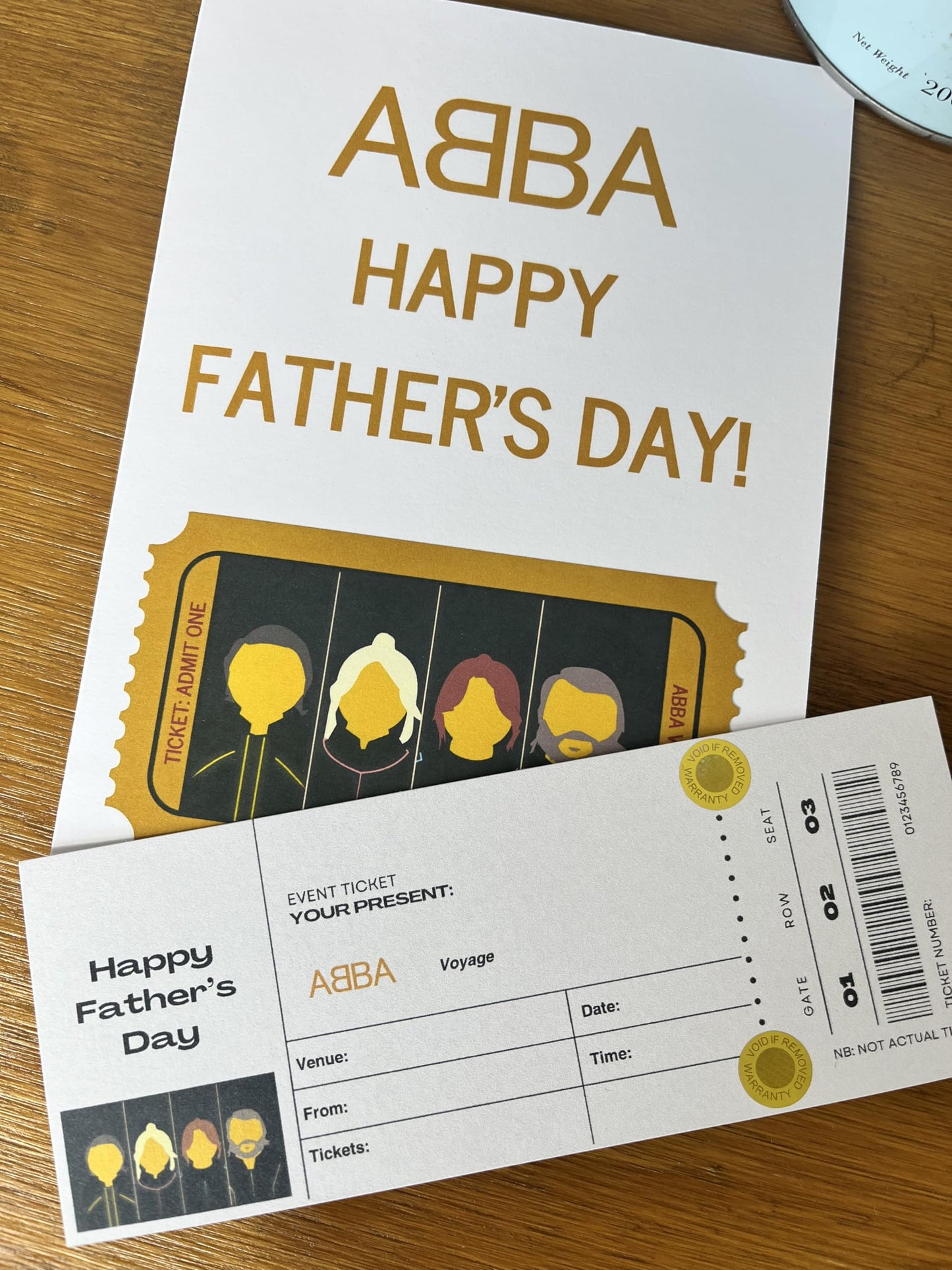 Abba Voyage Father's Day Ticket Themed Birthday Card with Voyage Ticket Style Insert