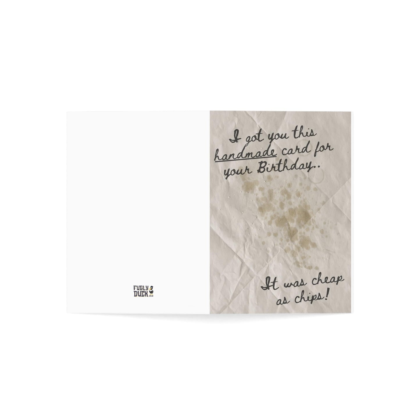 Cheap as Chips Birthday Card - Funny Chipshop Paper Themed Value Discount for Cheeky Cheapskate Celebrations.