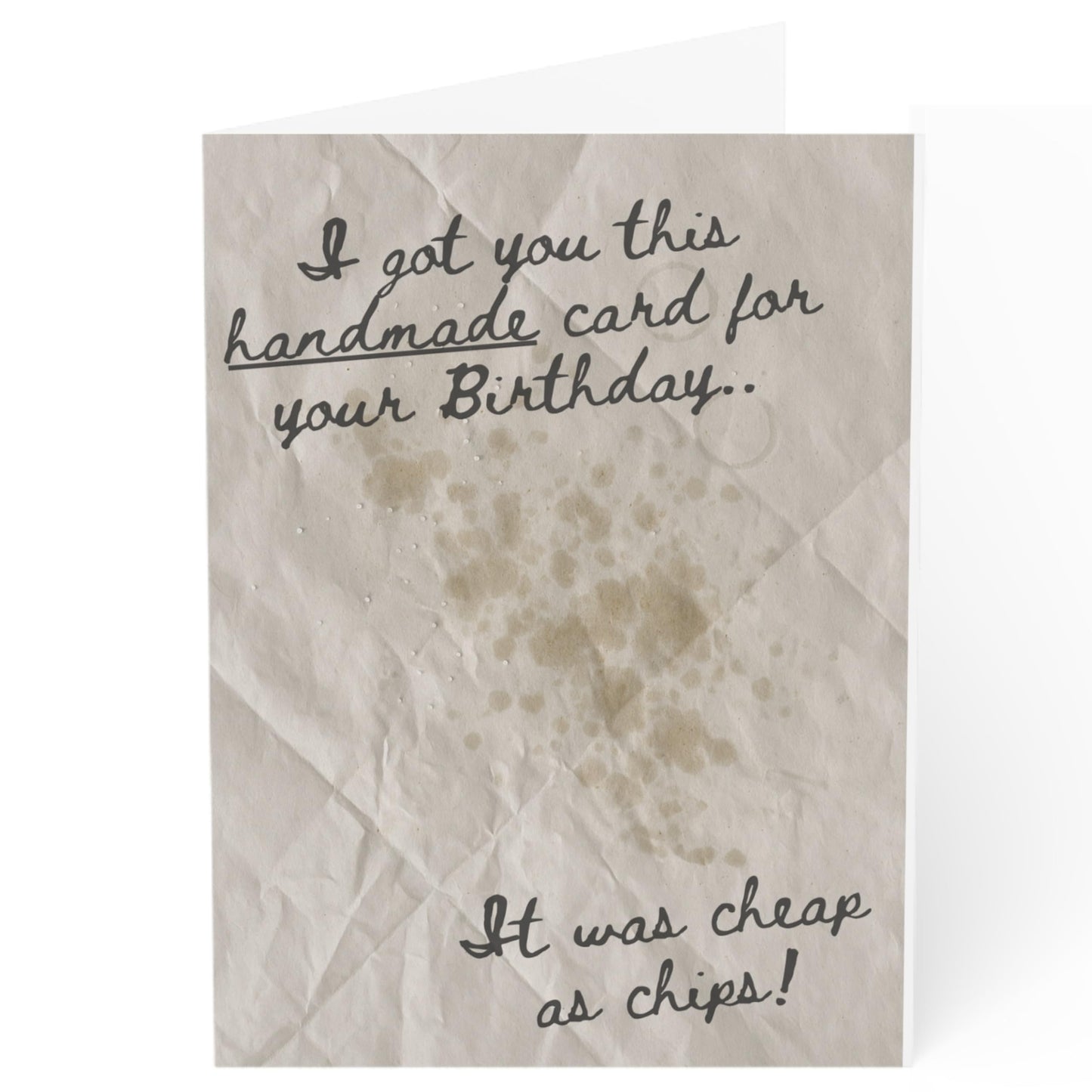Cheap as Chips Birthday Card - Funny Chipshop Paper Themed Value Discount for Cheeky Cheapskate Celebrations.