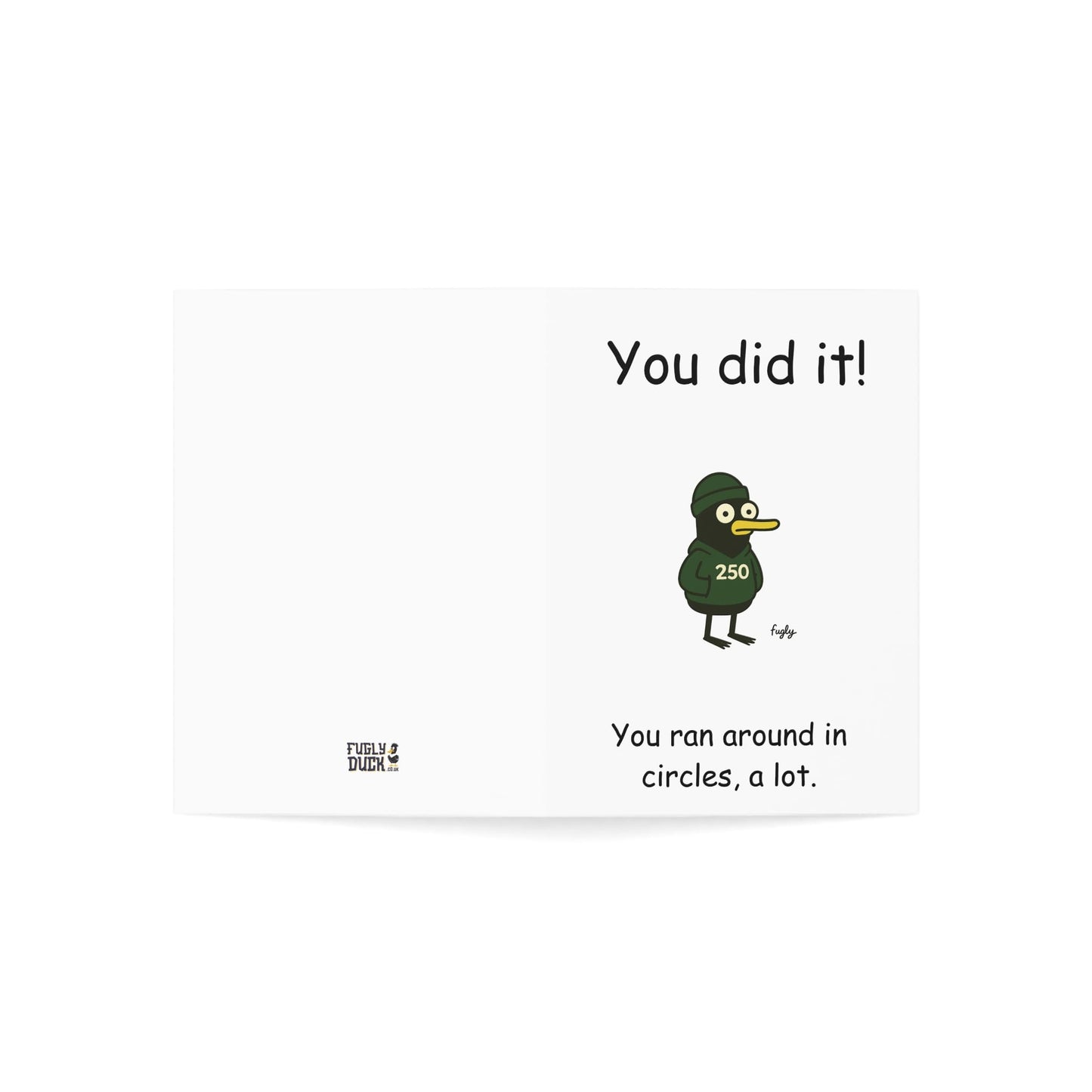 Running Milestone Congratulations Card, Funny Duck Design, 50 100 250 500 5K Achievement, Cheeky Running in Circles Theme