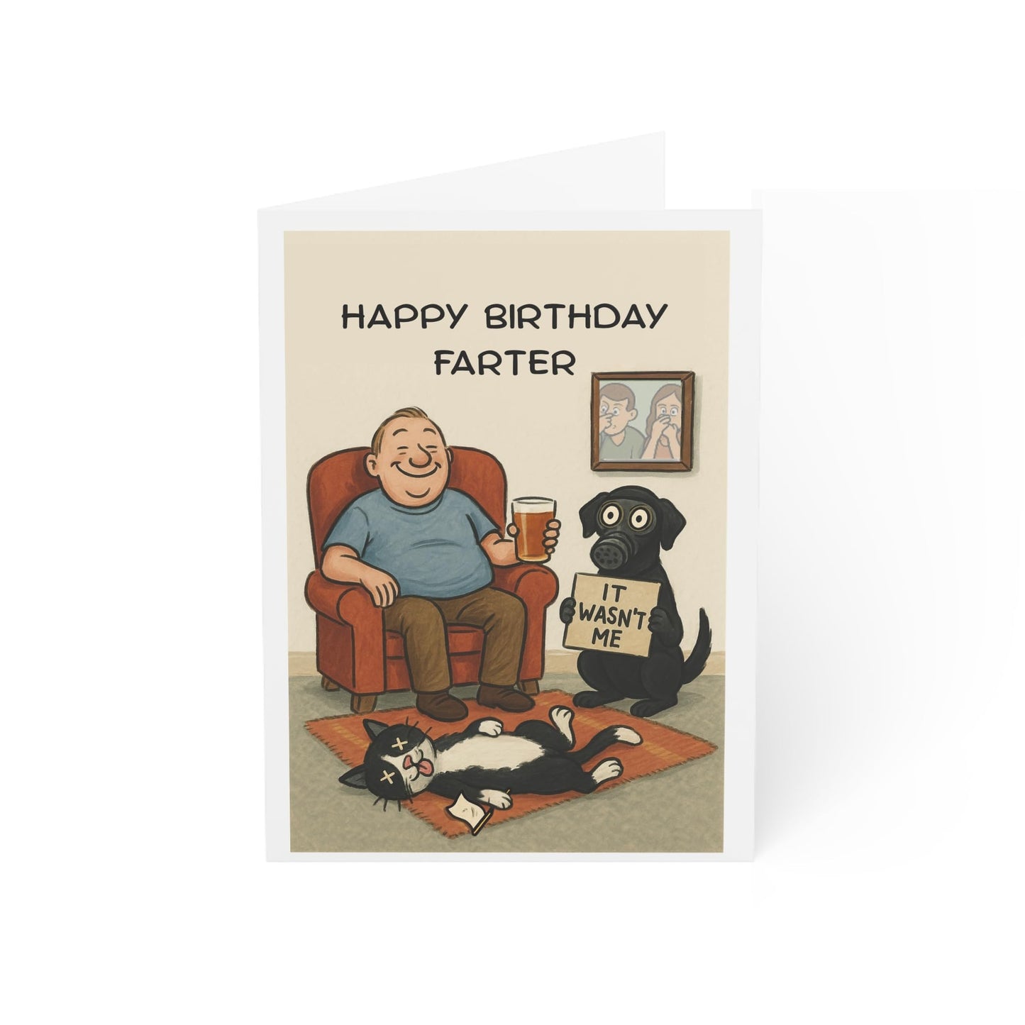 Farting Dad Birthday Card - Funny Fart Themed Birthday Card for Dad