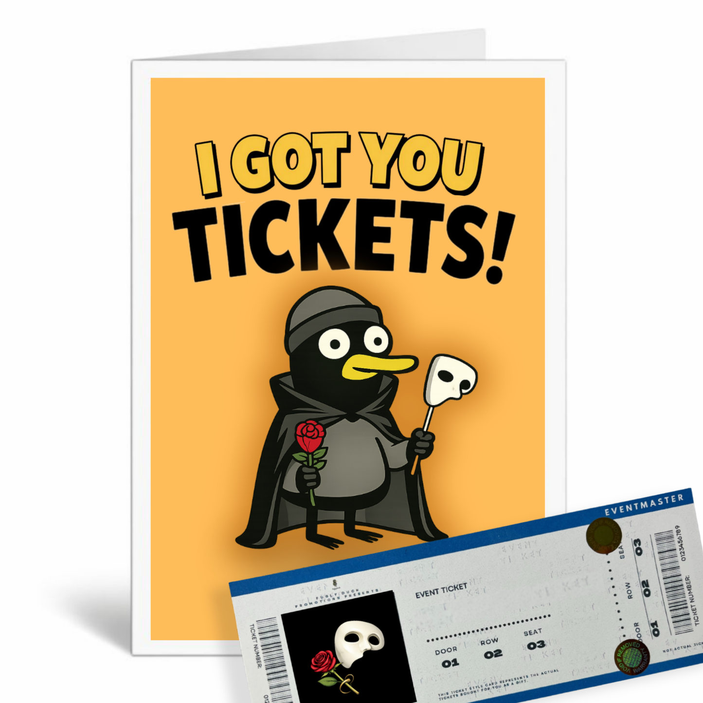 Funny Phantom of the Opera Birthday Card with Theatre Ticket Gift Insert