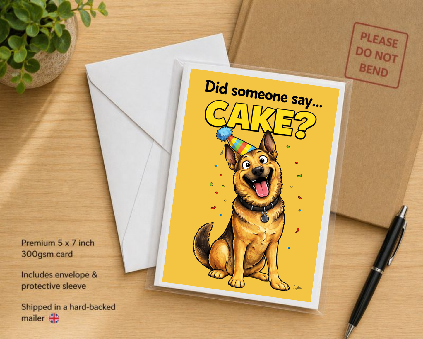 Funny German Shepherd Birthday Card – “Did Someone Say Cake?”